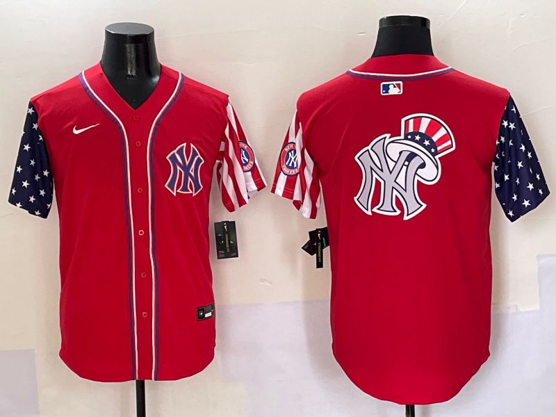 Men New York Yankees Blank Red a generation of national flags Jointly Name 2025 Nike MLB Jersey style 22